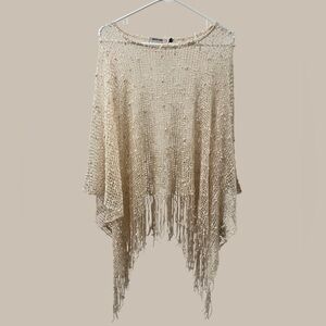 Women’s Fringe Sweater Cover Up in Cream